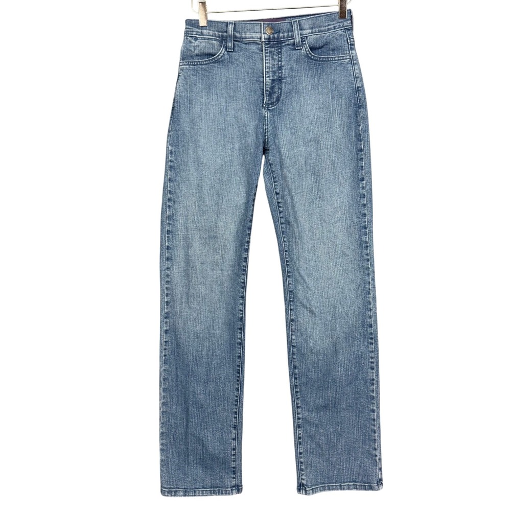 NYDJ Jeans Womens 4 Blue Embellished Pocket Bootcut Denim Slimming Panel 28x32